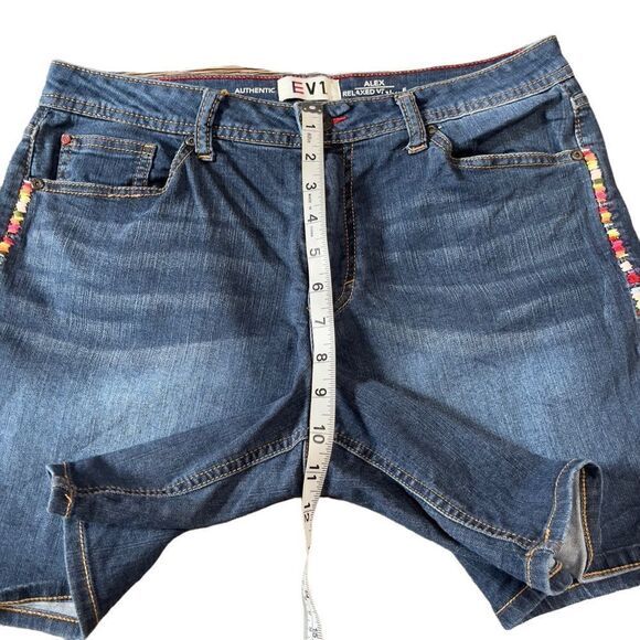 EV1 Alex Relaxed Midrise Embroidered Side Denim Shorts Size 8 - Picture 7 of 15